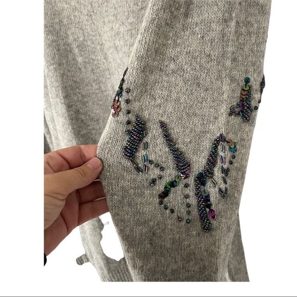 Gray Embellished Crew Neck Sweater - Picture 7 of 8